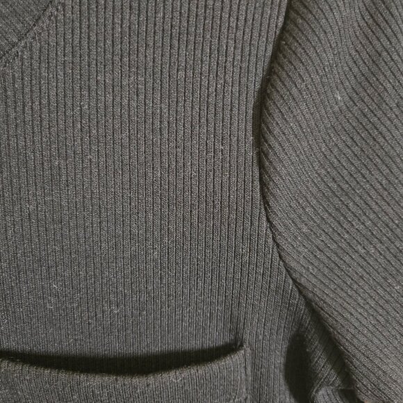 Madewell Black Short Sleeves Ribbed Pocket Tee Midi Dress Slit Sides Size XS - Picture 7 of 10